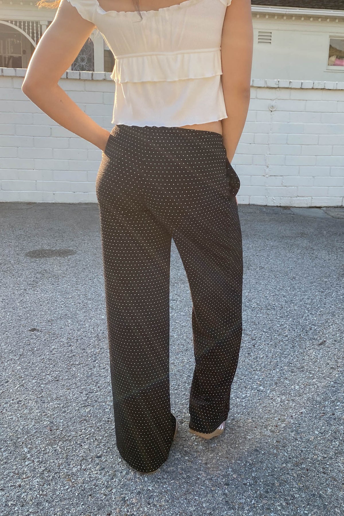 Swiss Dot Wide Leg Pants