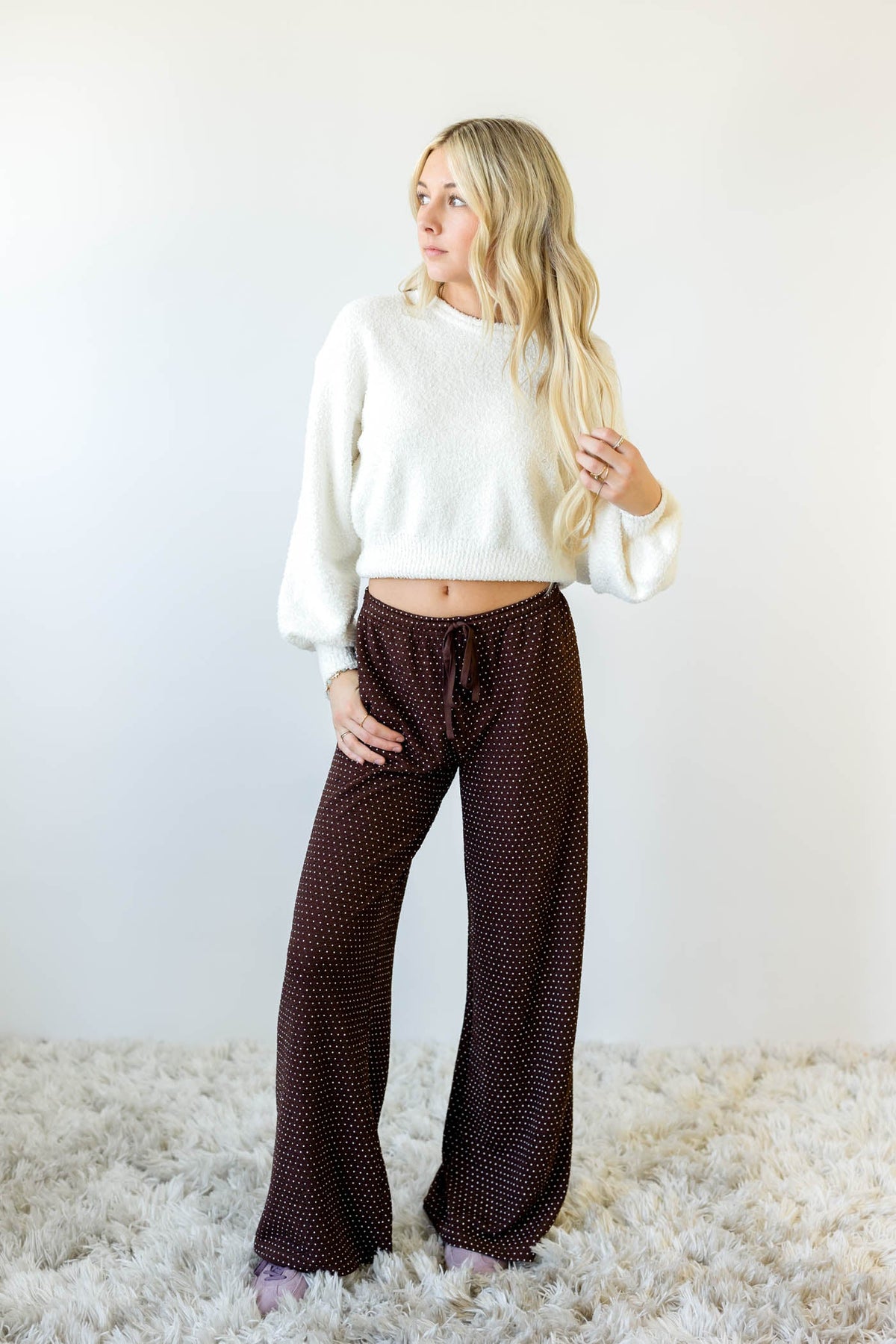Swiss Dot Wide Leg Pants