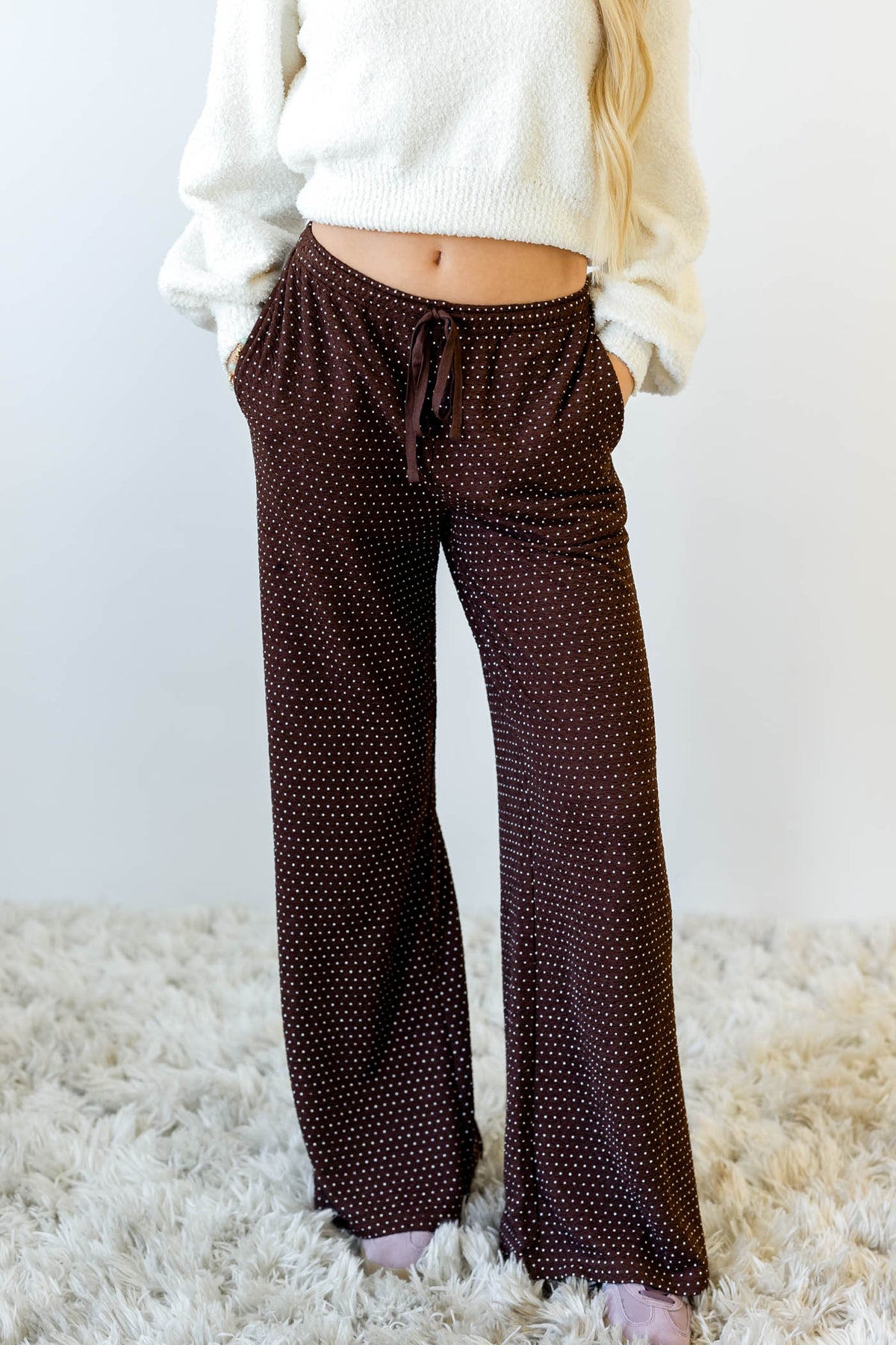 Swiss Dot Wide Leg Pants