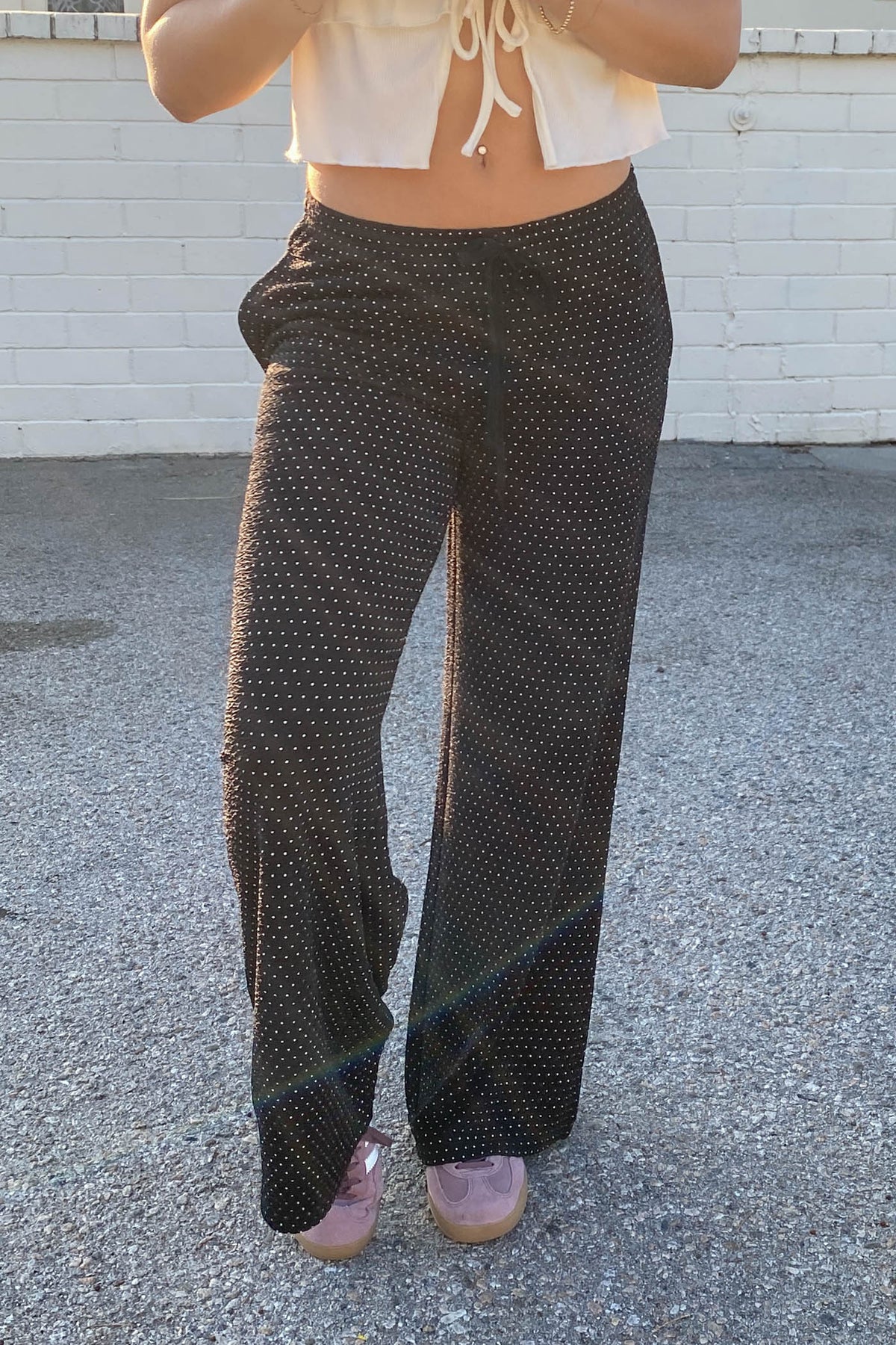 Swiss Dot Wide Leg Pants